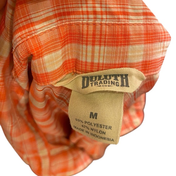 Duluth Trading Co Coral/tan Buttoned 3/4 Sleeve Shirt Dress sz M - Picture 9 of 11